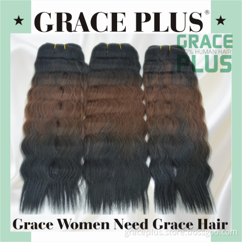 Grace Plus 8-30" 100% cheap unprocessed virgin indian remy temple hair extensions colored three tone hair weave for black women